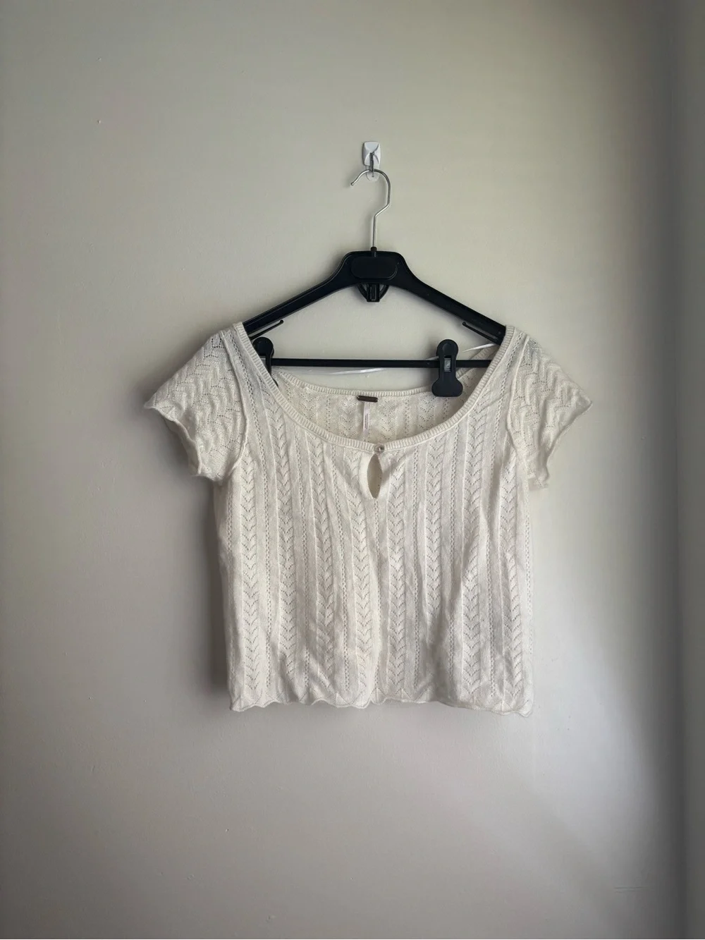 Free People Hera Cashmere Pointelle Sweater Top - Cloud Dancer (S)